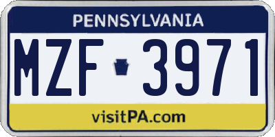 PA license plate MZF3971