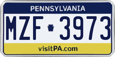 PA license plate MZF3973