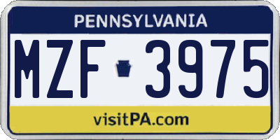 PA license plate MZF3975