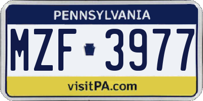 PA license plate MZF3977