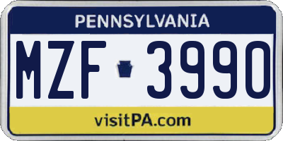 PA license plate MZF3990