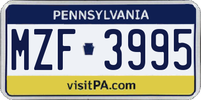 PA license plate MZF3995