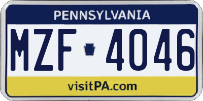 PA license plate MZF4046