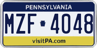PA license plate MZF4048