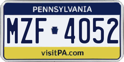 PA license plate MZF4052