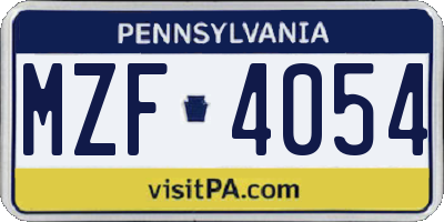 PA license plate MZF4054