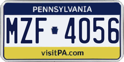 PA license plate MZF4056