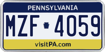 PA license plate MZF4059