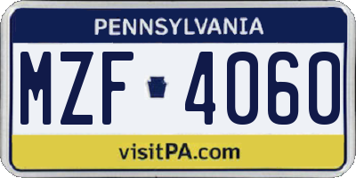 PA license plate MZF4060