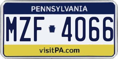 PA license plate MZF4066