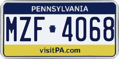 PA license plate MZF4068