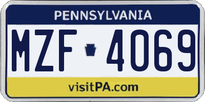 PA license plate MZF4069