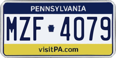 PA license plate MZF4079