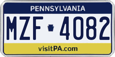 PA license plate MZF4082