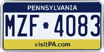 PA license plate MZF4083