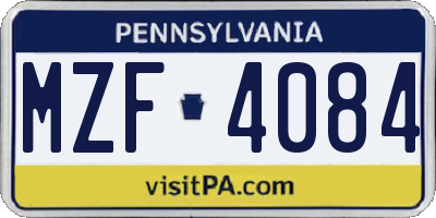 PA license plate MZF4084