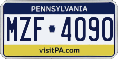 PA license plate MZF4090