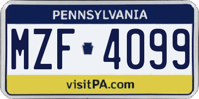 PA license plate MZF4099