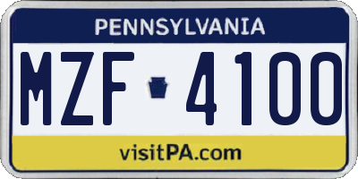PA license plate MZF4100