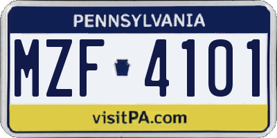 PA license plate MZF4101