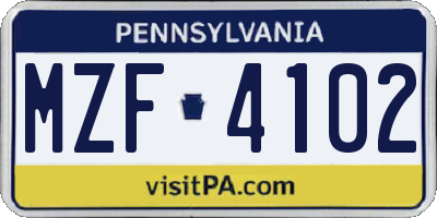 PA license plate MZF4102
