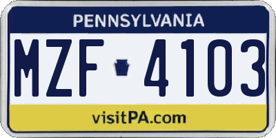 PA license plate MZF4103