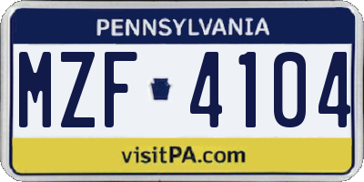 PA license plate MZF4104