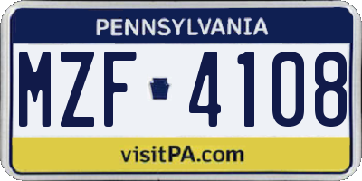 PA license plate MZF4108