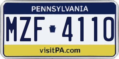 PA license plate MZF4110