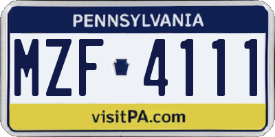 PA license plate MZF4111
