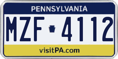PA license plate MZF4112