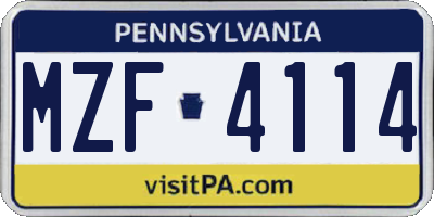 PA license plate MZF4114