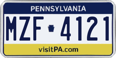 PA license plate MZF4121