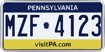 PA license plate MZF4123