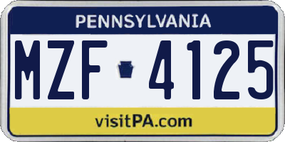 PA license plate MZF4125