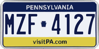 PA license plate MZF4127