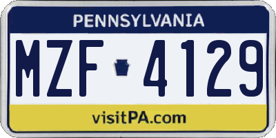 PA license plate MZF4129