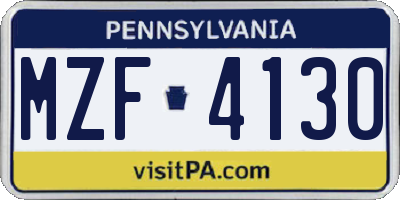 PA license plate MZF4130