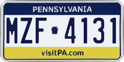 PA license plate MZF4131