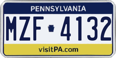 PA license plate MZF4132