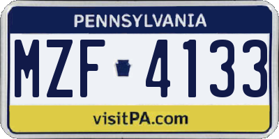 PA license plate MZF4133