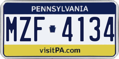 PA license plate MZF4134