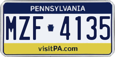 PA license plate MZF4135