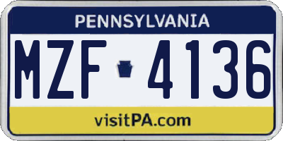 PA license plate MZF4136