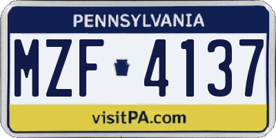 PA license plate MZF4137