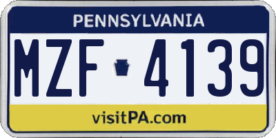 PA license plate MZF4139
