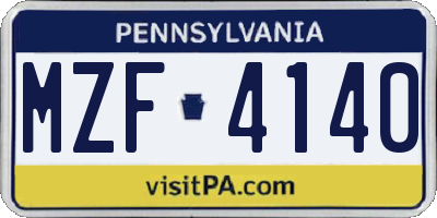 PA license plate MZF4140