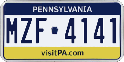 PA license plate MZF4141