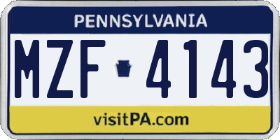 PA license plate MZF4143