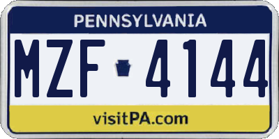PA license plate MZF4144